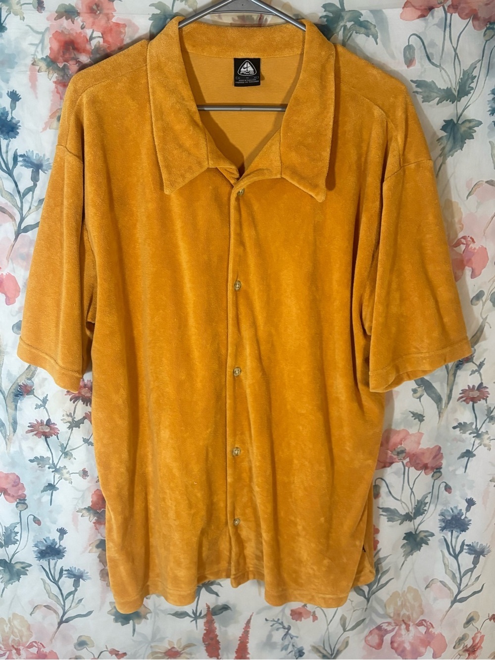 Vintage Short-Sleeve Button-Up Shirt - Yellow